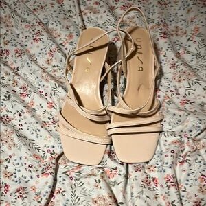 Unisa Cream Strappy Sandals with Square Toe